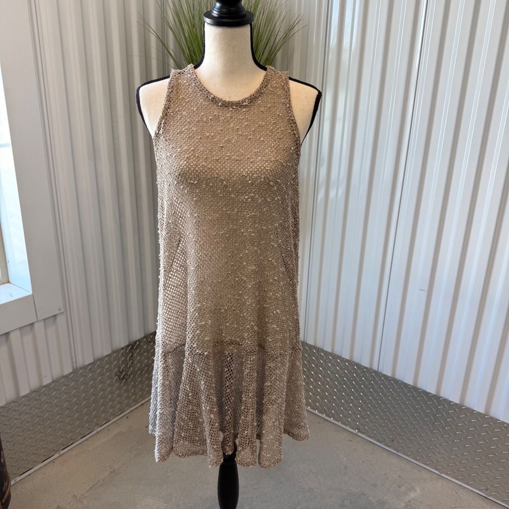 Elif for Jordan Taylor Knit Dress Womens M Tan Excellent Open Knit‎ Drop Waist